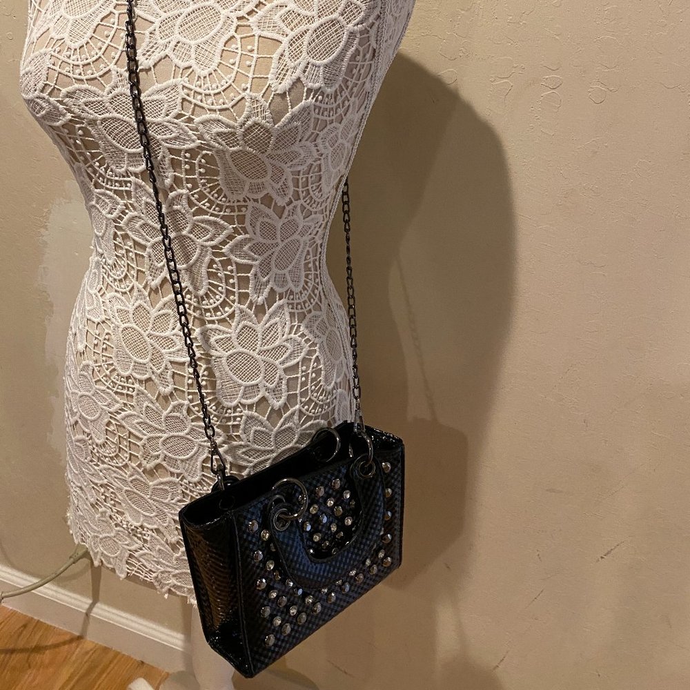 Rhinestone Studded PVC Crossbody Bag  - Like New